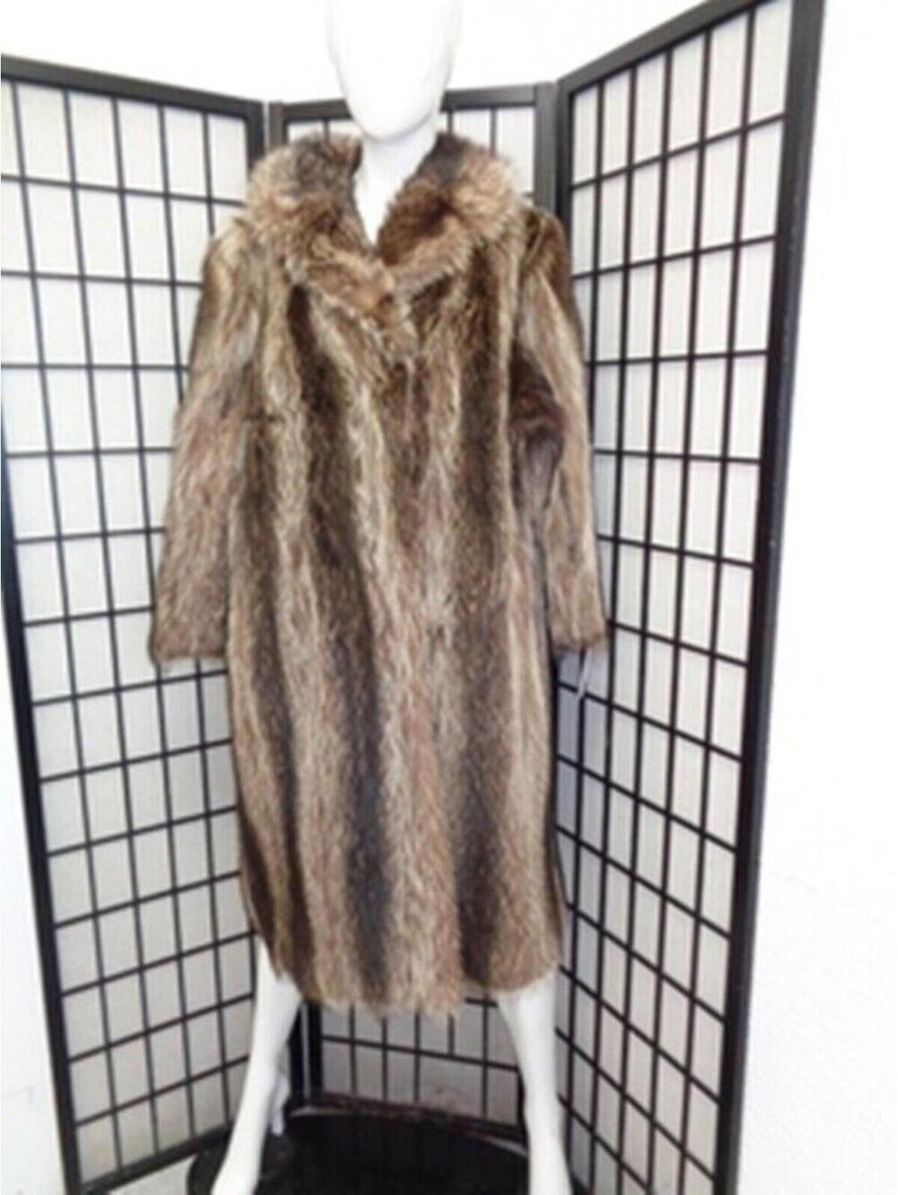 MINT NATURAL CANADIAN RACCOON RACOON FUR COAT JACKET WOMEN WOMAN SIZE 6-8 S-M